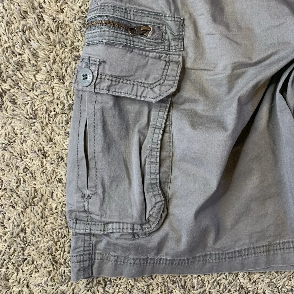 Union Bay Cargo Shorts Mens 36 Waist Gray Pockets Utility Cotton Faded 90s Y2K
